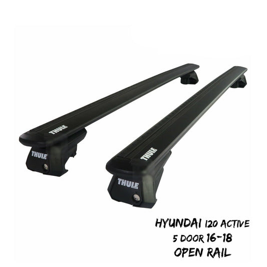 Thule WingBar Evo Black Roof Bars fit Hyundai i20 Active 5 Door 16-18 Open Rail