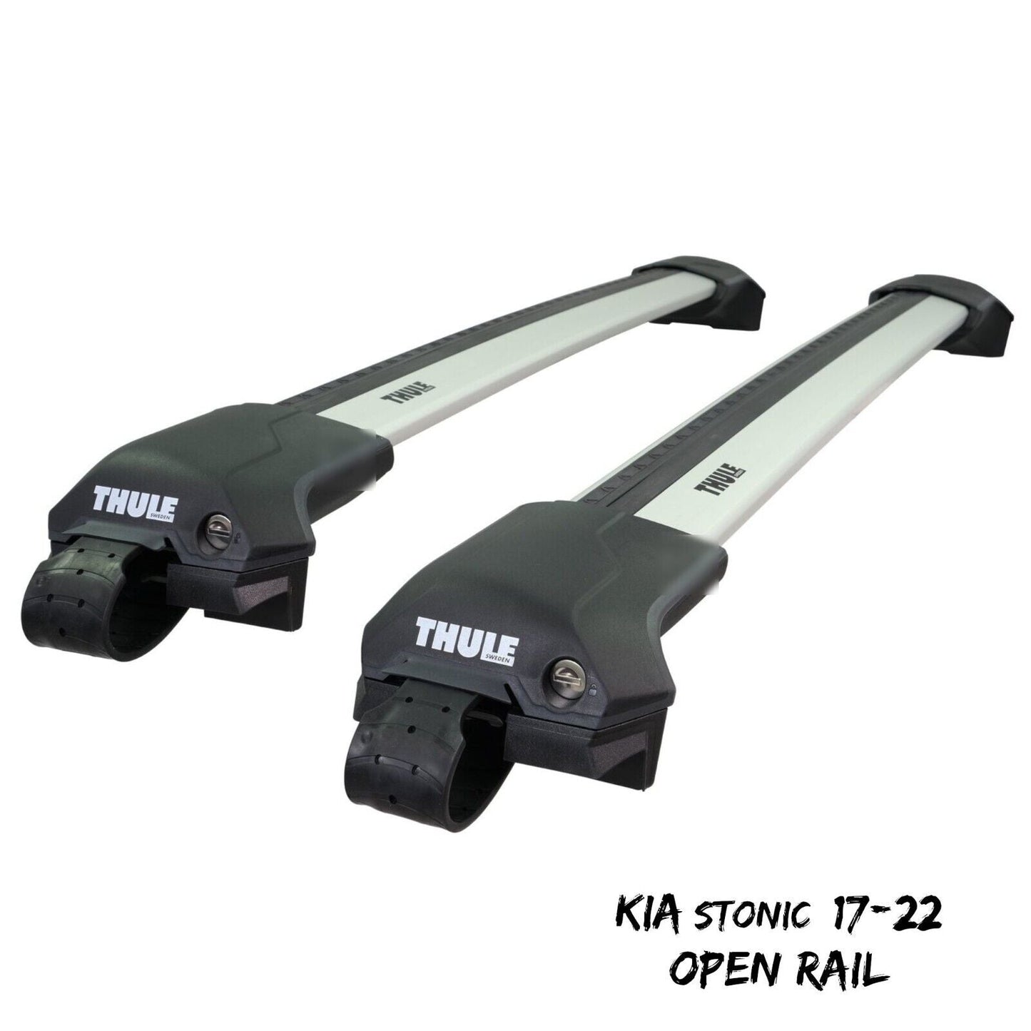 Thule WingBar Edge Silver Roof Bars Kia Stonic 17-22 Open Rails Aluminium Aero