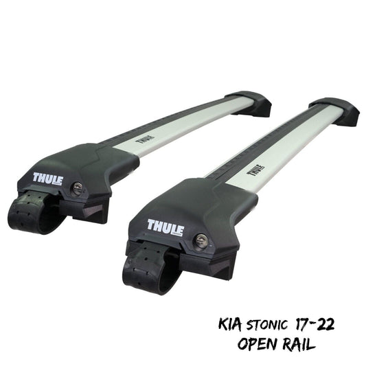 Thule WingBar Edge Silver Roof Bars Kia Stonic 17-22 Open Rails Aluminium Aero