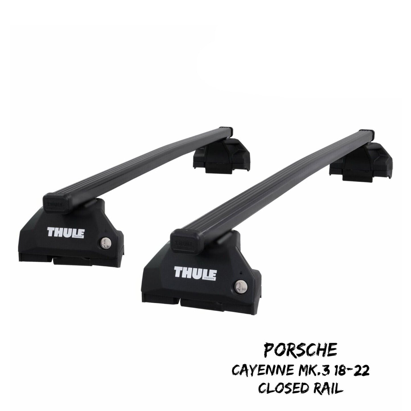 Thule Steel SquareBar Evo Roof Bars fit Porsche Cayenne Mk.3 18-22 Closed Rail