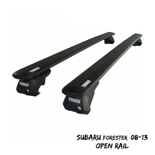 Thule Alu WingBar Evo Black Roof Bars Set to fit Subaru Forester 08-13 Open Rail