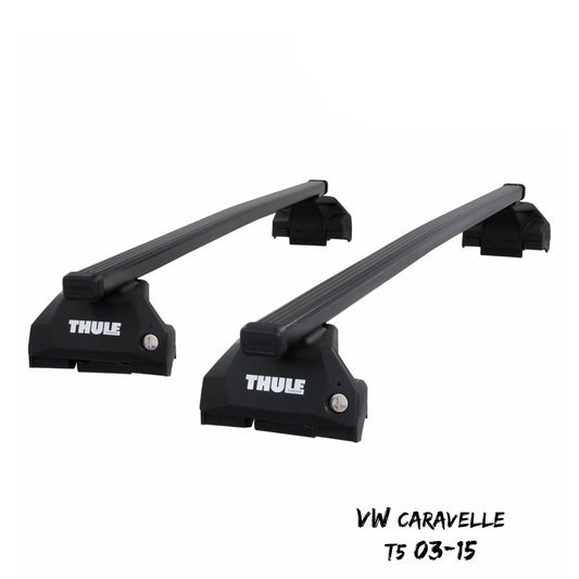 Thule Steel SquareBar Evo Roof Bars Set to fit VW Caravelle T5 03-15 T-Profile