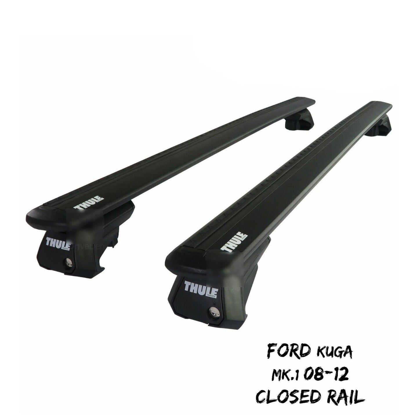 Thule Alu WingBar Evo Black Roof Bars Set to fit Ford Kuga Mk.1 08-12 Open Rail