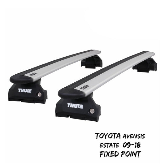 Thule WingBar Evo Silver Roof Bars Set for Toyota Avensis Estate 09-18 Fixpoints