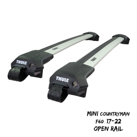 Thule WingBar Edge Silver Roof Bar Set Mini Countryman F60 17-22 Open Rails Alu