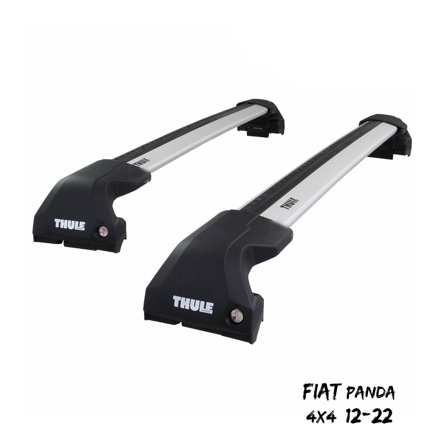 Thule WingBar Edge Silver Aluminium Roof Bars to fit Fiat Panda 4x4 12-22 Rails