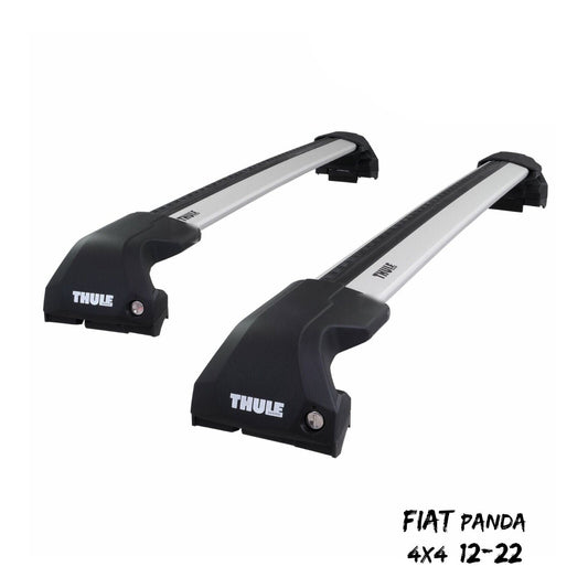 Thule WingBar Edge Silver Aluminium Roof Bars to fit Fiat Panda 4x4 12-22 Rails