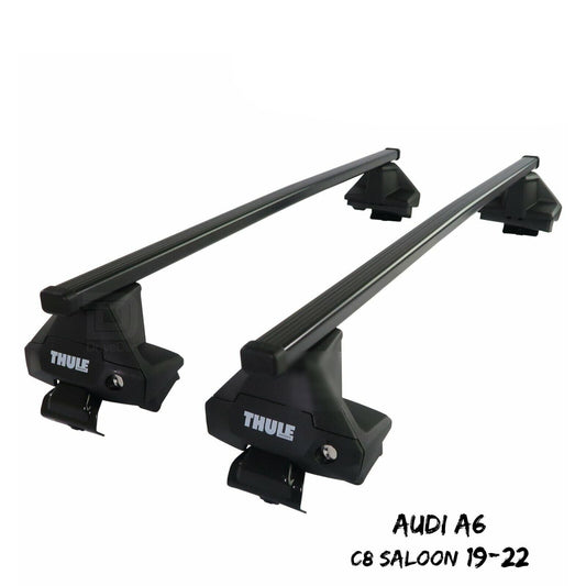 Thule Steel SquareBar Evo Roof Bars Set to fit Audi A6 C8 Saloon 19-22 Lockable