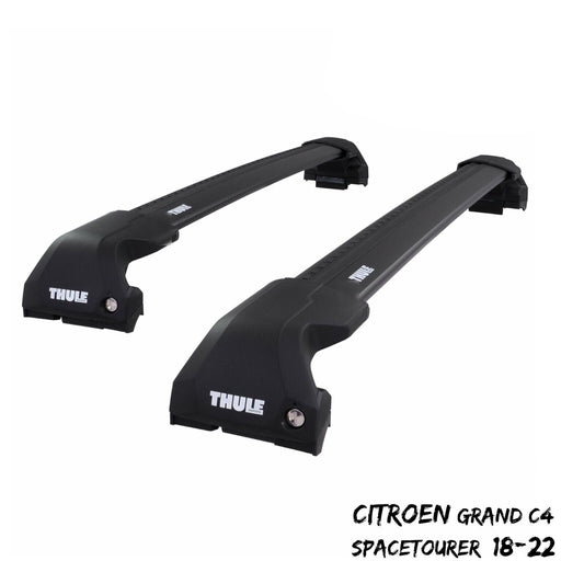 Thule WingBar Edge Black Roof Bars for Citroen Grand C4 SpaceTourer 18-22 Rails