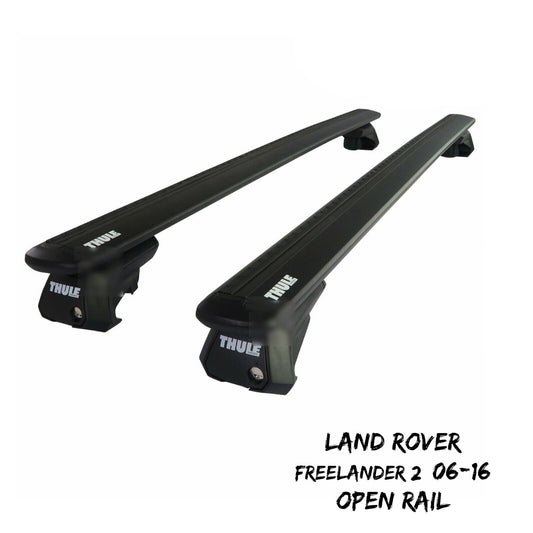 Thule WingBar Evo Black Roof Bars fit Land Rover Freelander 2 06-16 Open Rail