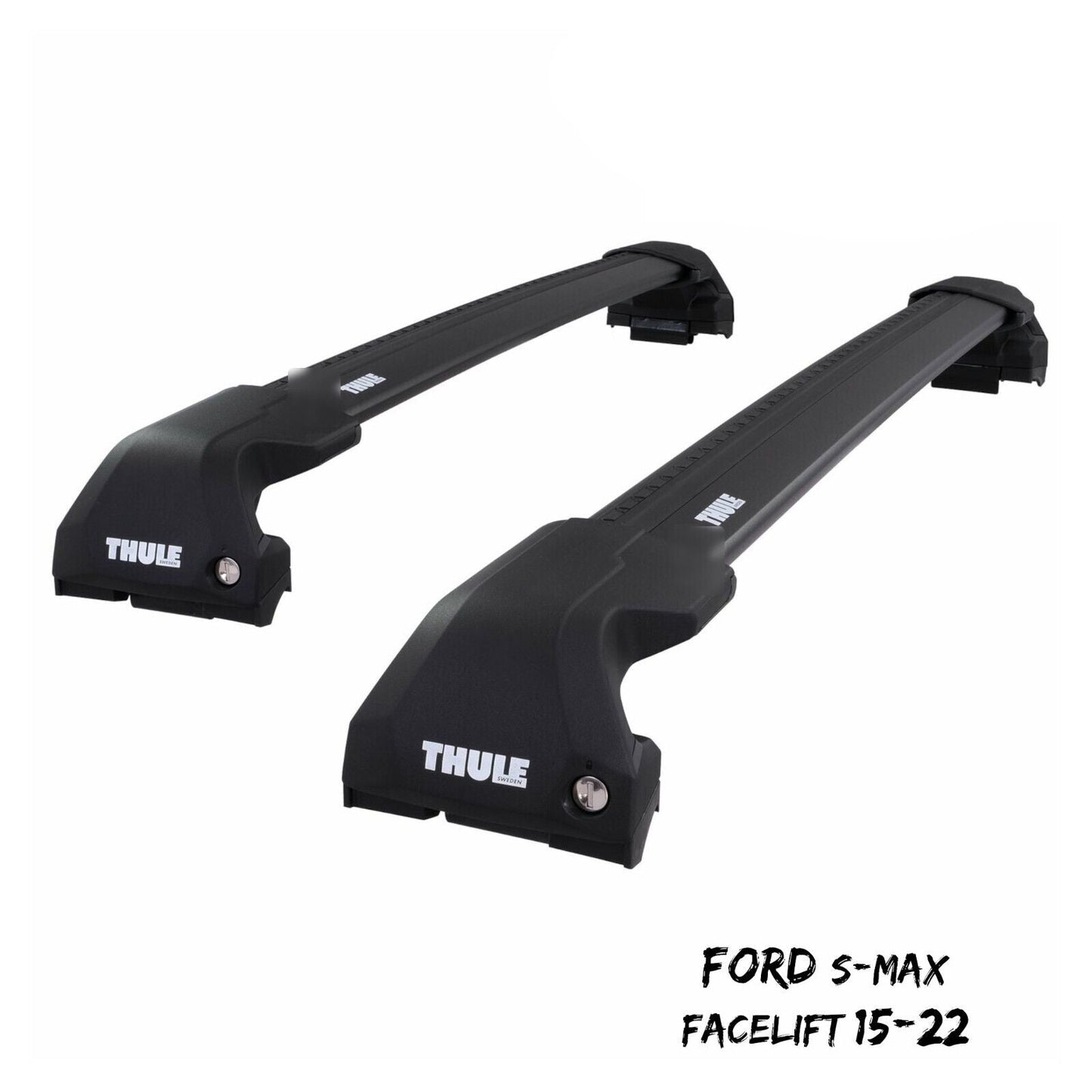 Thule WingBar Edge Black Aluminium Roof Bars for Ford S-Max Facelift 15-22 Rails