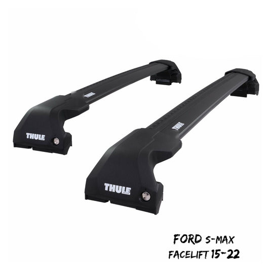Thule WingBar Edge Black Aluminium Roof Bars for Ford S-Max Facelift 15-22 Rails