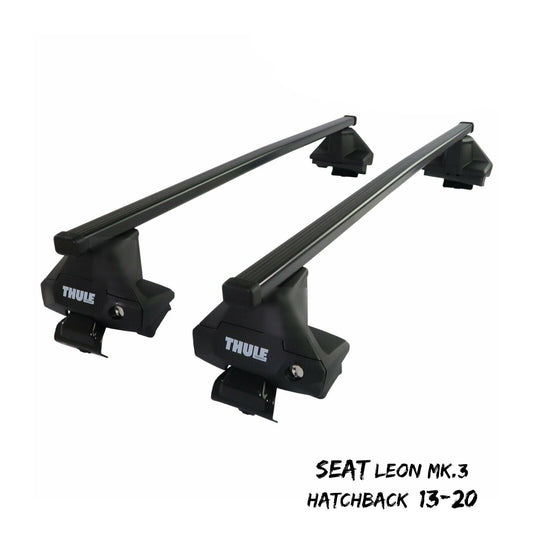 Thule Steel SquareBar Evo Roof Bars Set to fit Seat Leon Mk.3 Hatchback 13-20