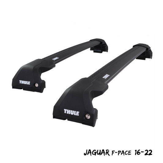 Thule WingBar Edge Black Aluminium Roof Bars Set for Jaguar F-Pace 16-22 Rails