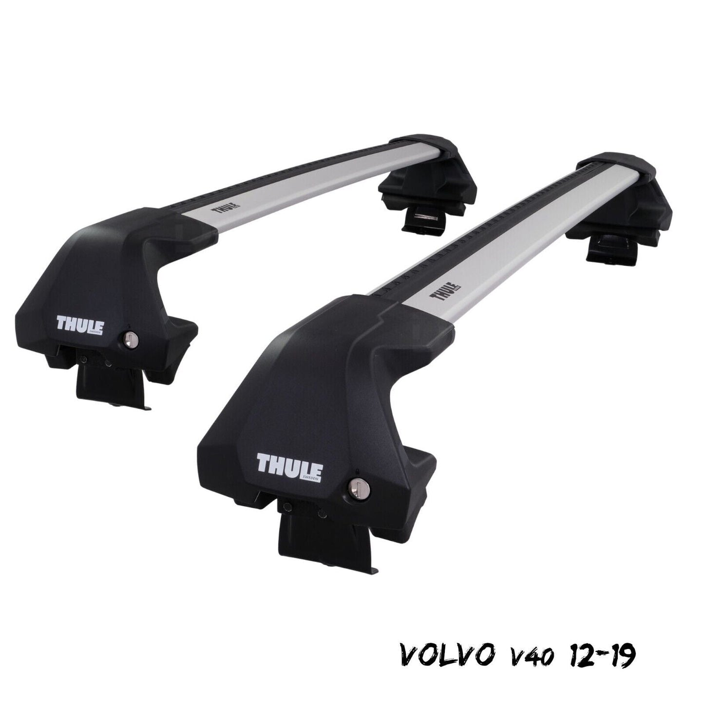 Thule WingBar Edge Silver Aluminium Roof Bars Set to fit Volvo V40 12-19 Pair