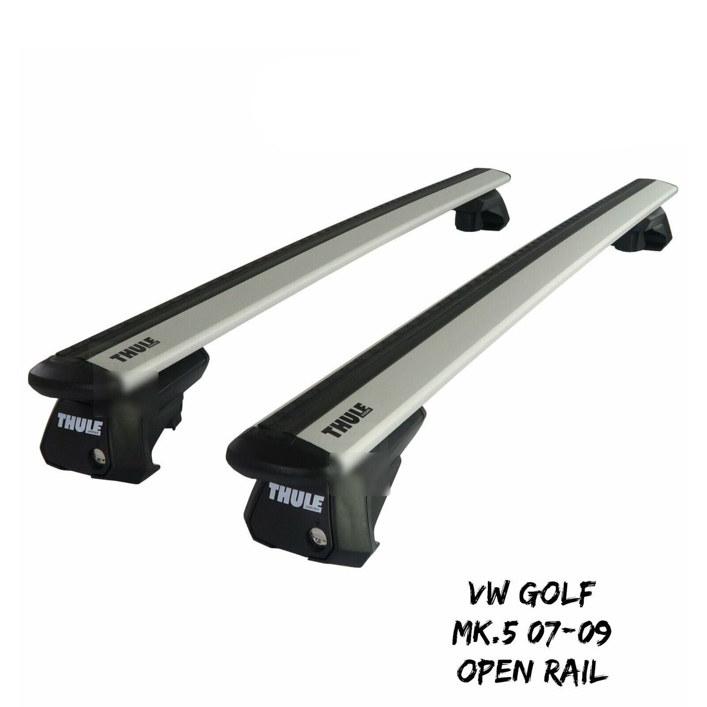 Thule Alu WingBar Evo Silver Roof Bars fit VW Golf Mk.5 Estate 07-09 Open Rail