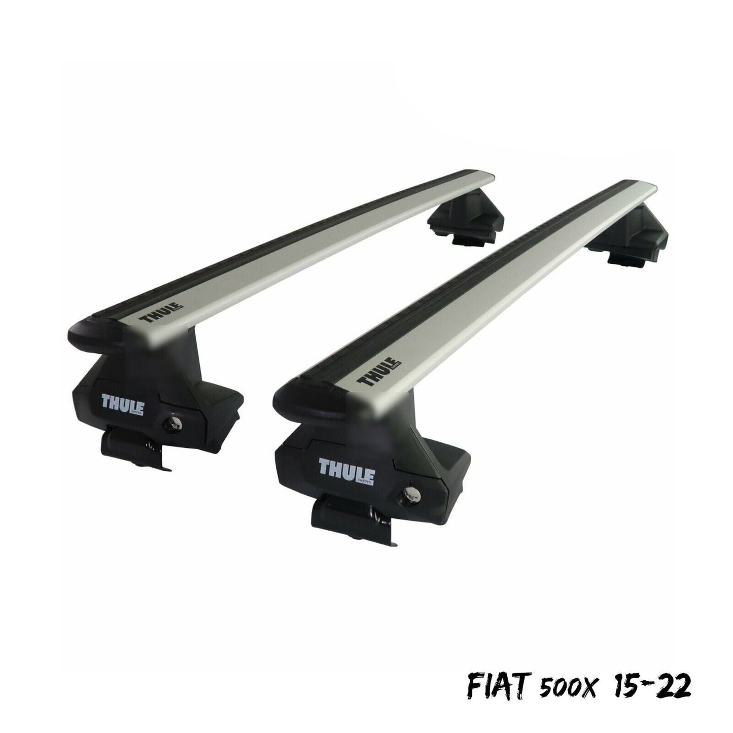 Thule Aluminium WingBar Evo Silver Roof Bars Set to fit Fiat 500X 15-22 Lockable