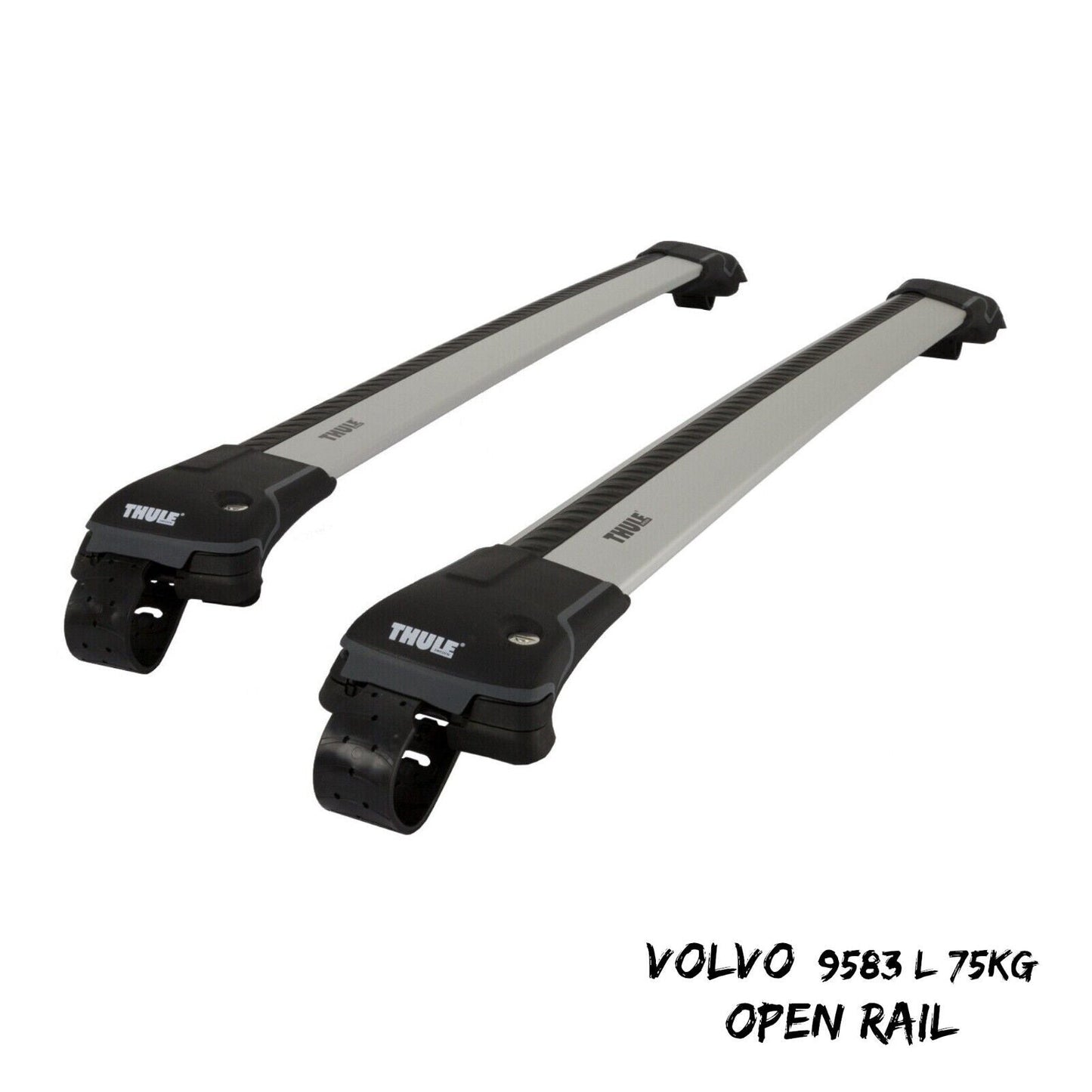 Thule 9583 L WingBar Edge Silver Car Roof Bars 75 kg Open Rails Lockable Pair