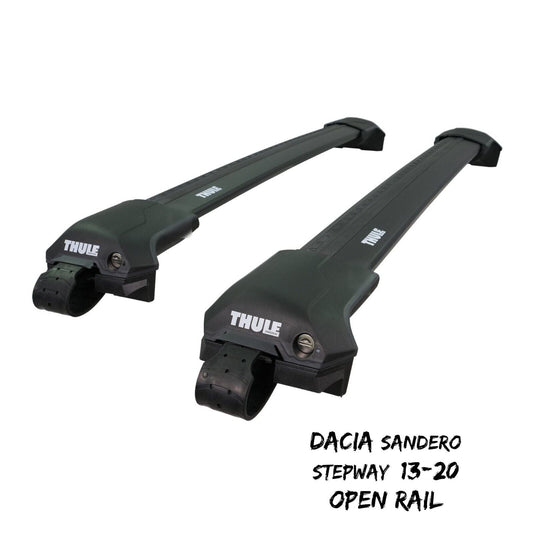 Thule WingBar Edge Black Roof Bars Dacia Sandero Stepway 13-20 Open Rails Aero