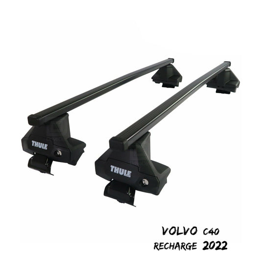 Thule Steel SquareBar Evo Roof Bars Set to fit Volvo C40 Recharge 2022 Lockable