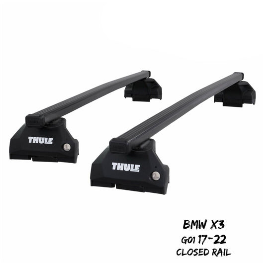 Thule Steel SquareBar Evo Roof Bars Set to fit BMW X3 G01 17-22 Closed Rail Pair