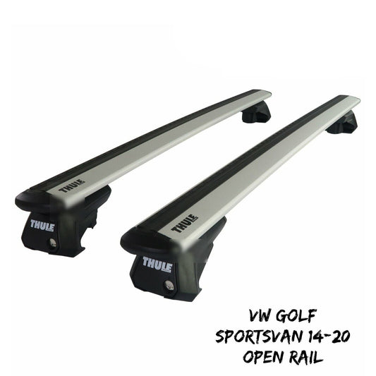 Thule Alu WingBar Evo Silver Roof Bars to fit VW Golf Sportsvan 14-20 Open Rail