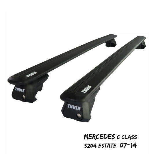 Thule WingBar Evo Black Roof Bars fit Mercedes C Class S204 Estate 07-14 Rails