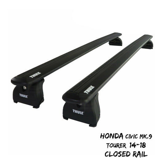 Thule WingBar Evo Black Roof Bars fit Honda Civic Mk.9 Tourer 14-18 Closed Rail