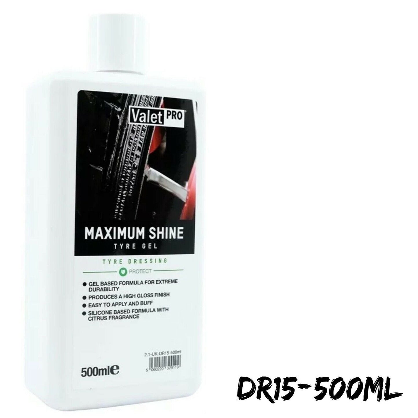 ValetPRO Maximum Shine Tyre Dressing 500ml - Durable, Glossy, Fast Drying, Easy