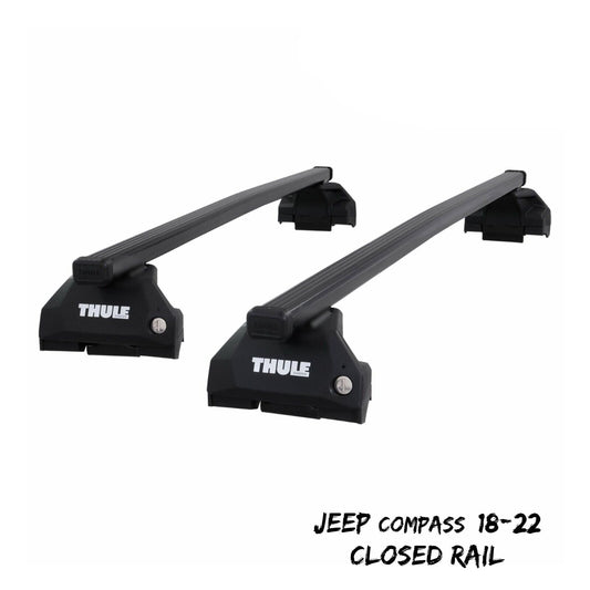 Thule Steel SquareBar Evo Roof Bars Set to fit Jeep Compass 18-22 Closed Rail