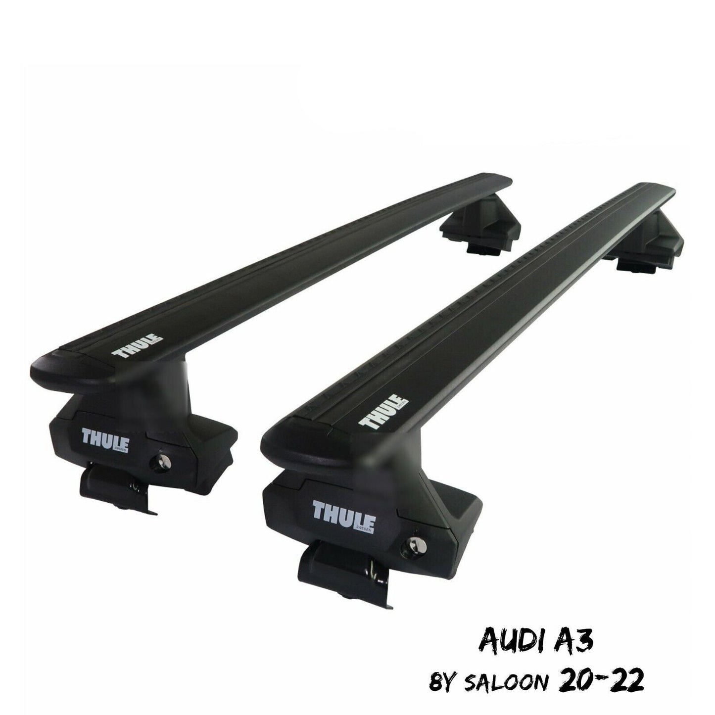 Thule Aluminium WingBar Evo Black Roof Bars Set to fit Audi A3 Saloon 8Y 20-22