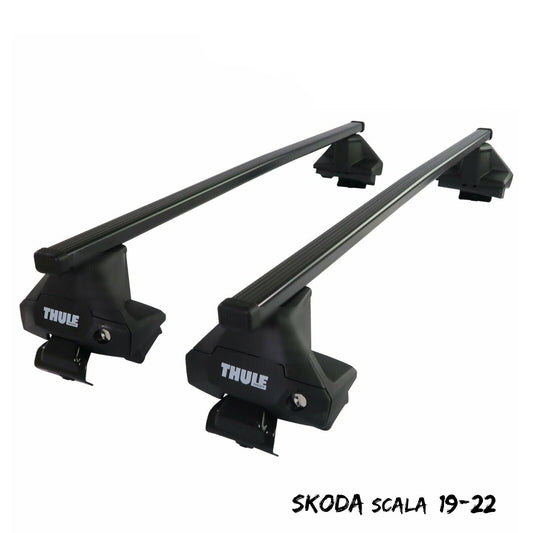 Thule Steel SquareBar Evo Roof Bar Set to fit Skoda Scala 19-22 Lockable Pair