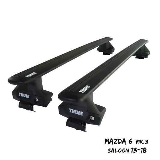 Thule Aluminium WingBar Evo Black Roof Bars Set to fit Mazda 6 Mk.3 Saloon 13-18