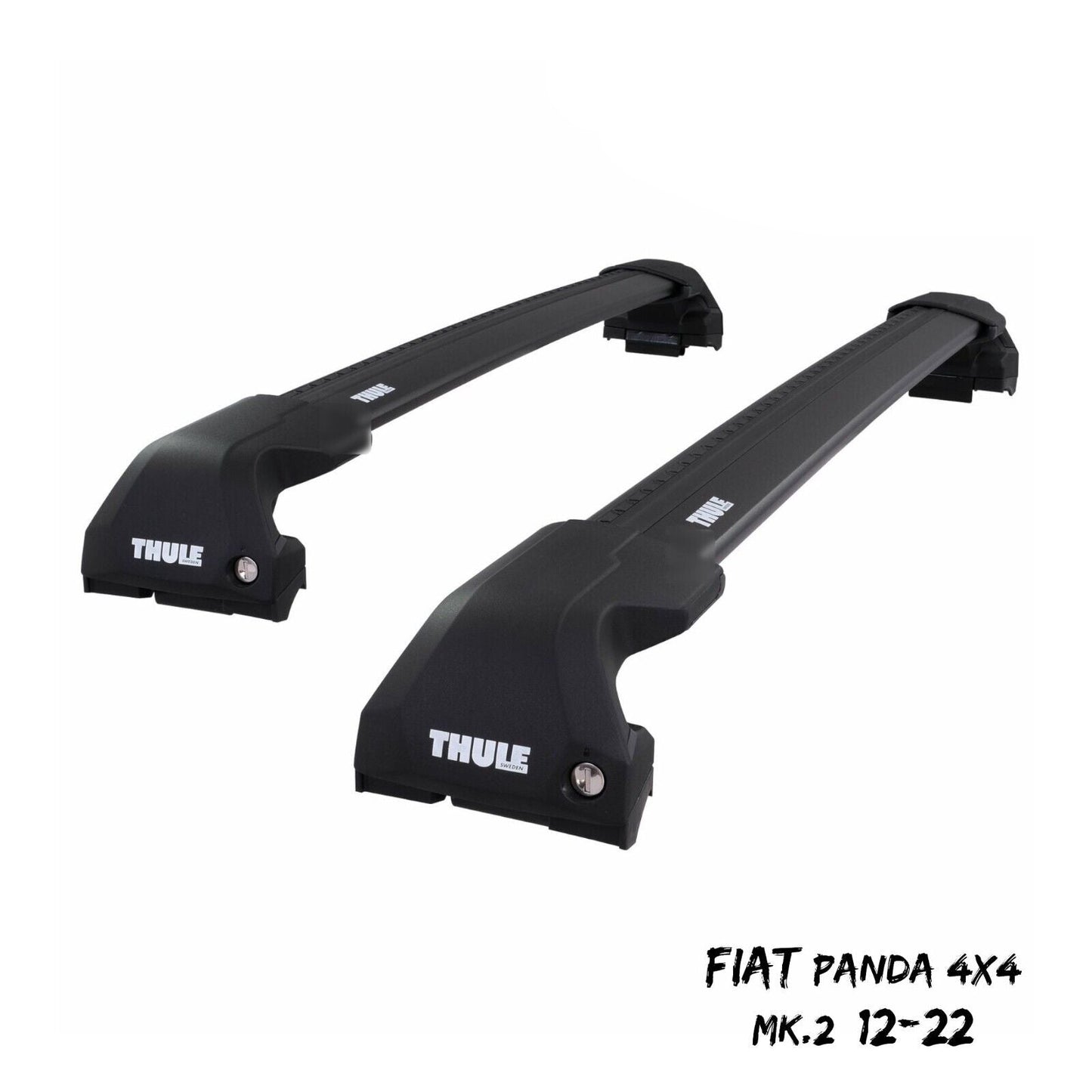 Thule WingBar Edge Black Aluminium Roof Bars for Fiat Panda 4x4 Mk.2 12-22 Rails