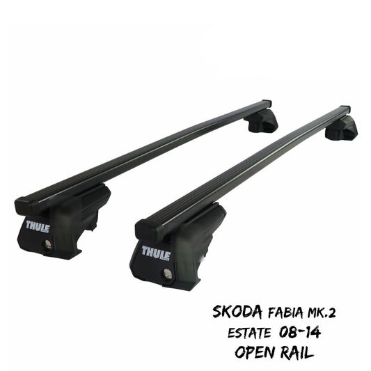 Thule Steel SquareBar Evo Roof Bars fit Skoda Fabia Mk.2 Estate 08-14 Open Rail