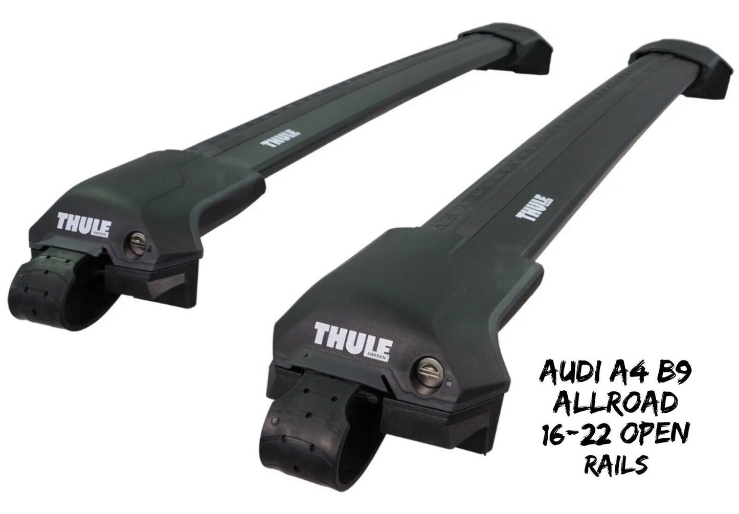 Thule WingBar Edge Black Roof Bars Audi A4 B9 Allroad 16-22 Open Rails Alu Aero