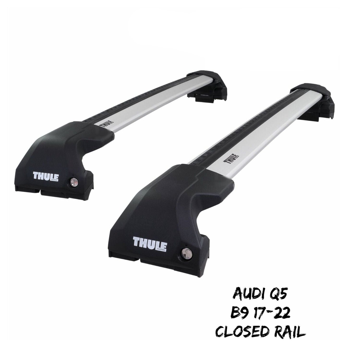 Thule WingBar Edge Silver Aluminium Roof Bars Set to fit Audi Q5 B9 17-22 Rails