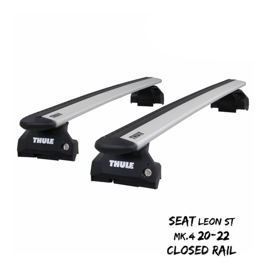 Thule WingBar Evo Silver Roof Bars Set to fit Seat Leon ST Mk4 20-22 Closed Rail