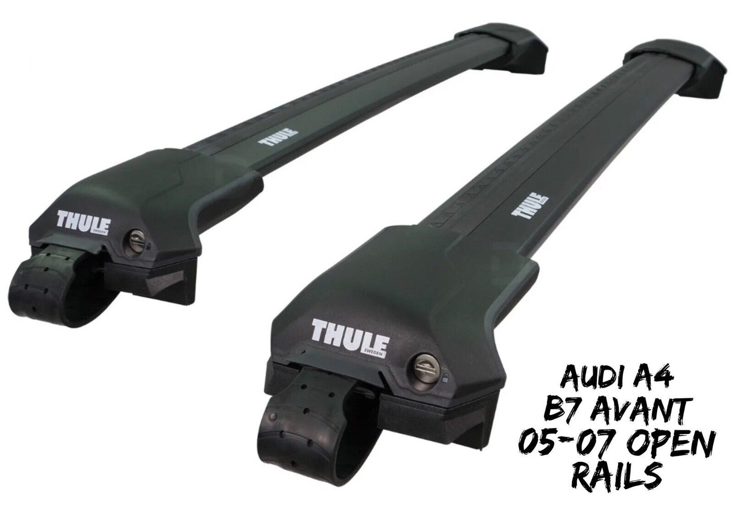 Thule WingBar Edge Black Roof Bars Audi A4 B7 Avant 05-07 Open Rails Alu Aero