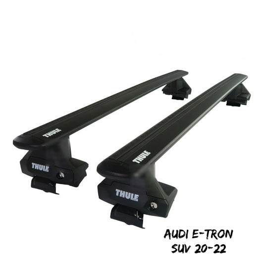 Thule Aluminium WingBar Evo Black Roof Bars Set for Audi e-tron SUV 20-22 Pair