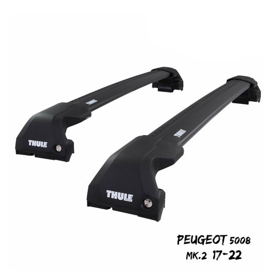 Thule WingBar Edge Black Aluminium Roof Bars for Peugeot 5008 Mk.2 17-22 Rails