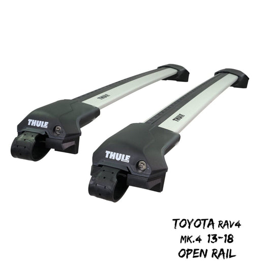 Thule WingBar Edge Silver Roof Bars Set to fit Toyota RAV4 Mk.4 13-18 Open Rails