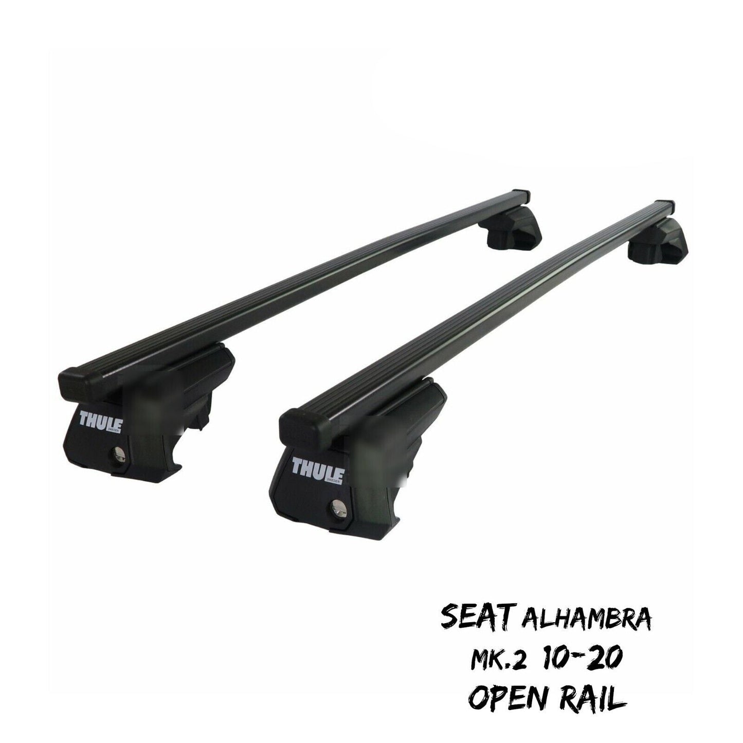 Thule Steel SquareBar Evo Roof Bars Set fit Seat Alhambra Mk.2 10-20 Open Rail