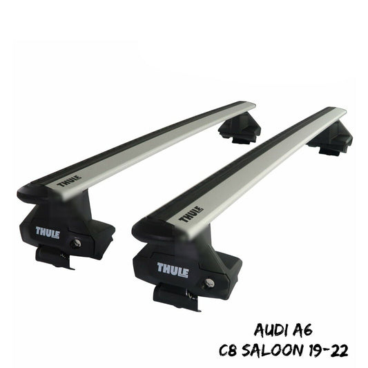 Thule Aluminium WingBar Evo Silver Roof Bars Set to fit Audi A6 C8 Saloon 19-22