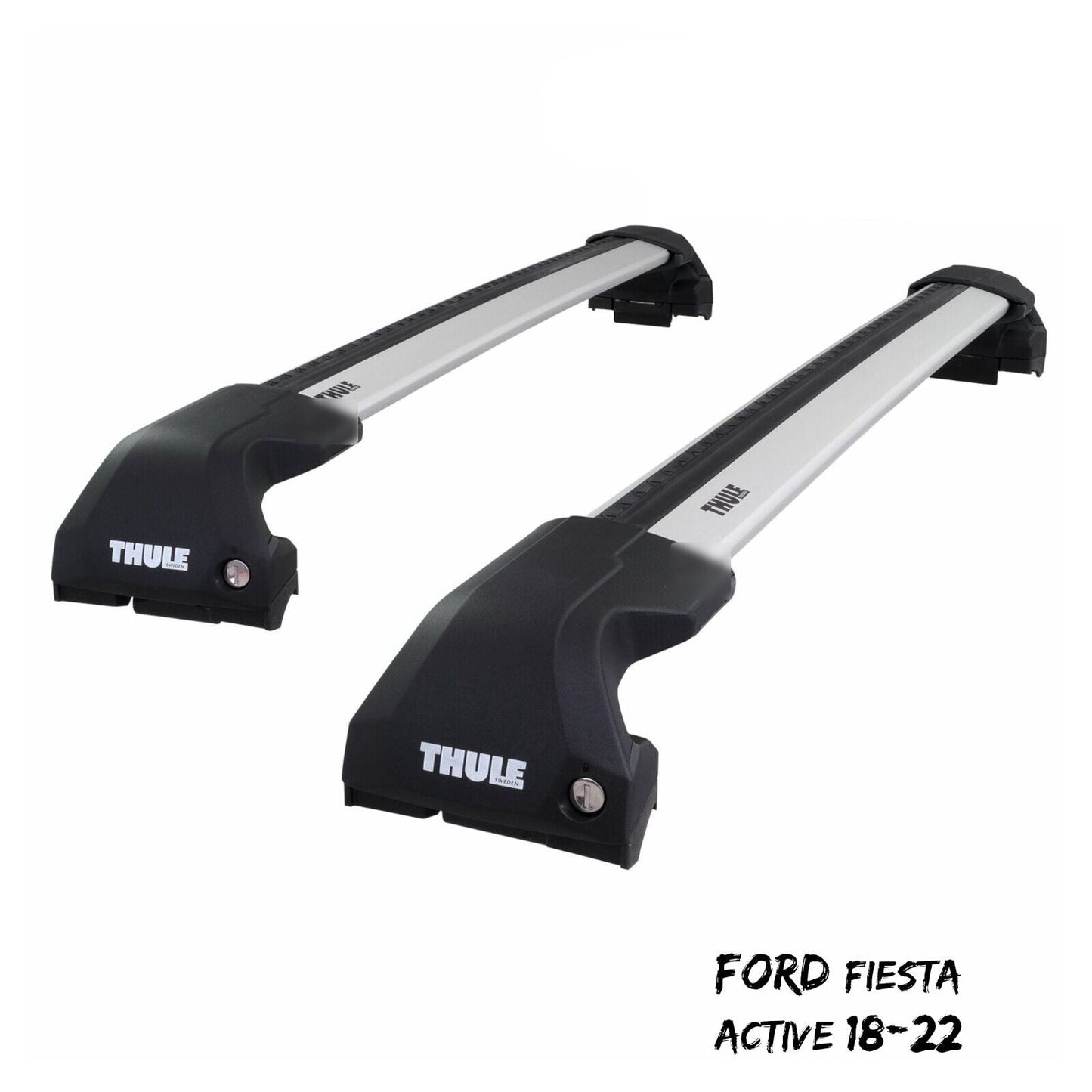 Thule WingBar Edge Silver Aluminium Roof Bars for Ford Fiesta Active 18-22 Rails