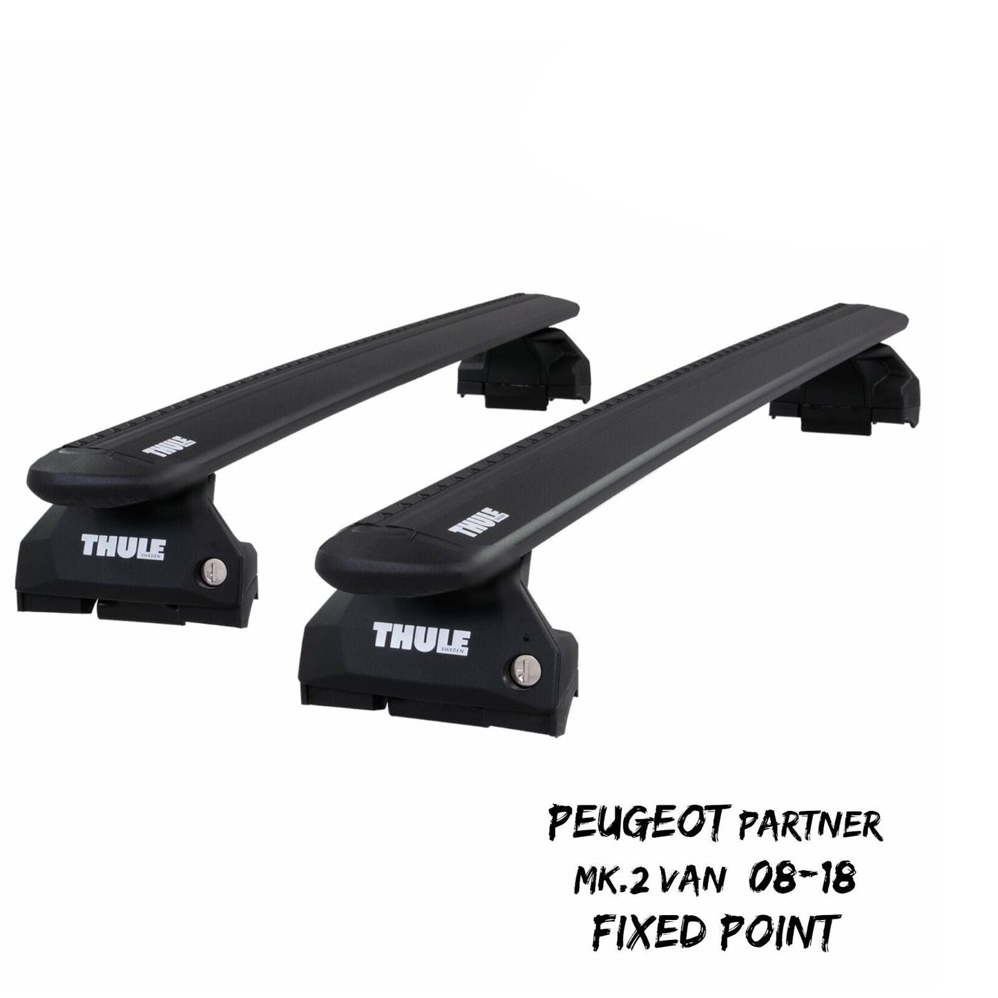 Thule WingBar Evo Black Roof Bar Set for Peugeot Partner Van Mk.2 08-18 Fixpoint