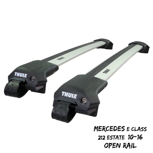 Thule WingBar Edge Silver Roof Bars Mercedes E Class 212 Estate 10-16 Open Rails