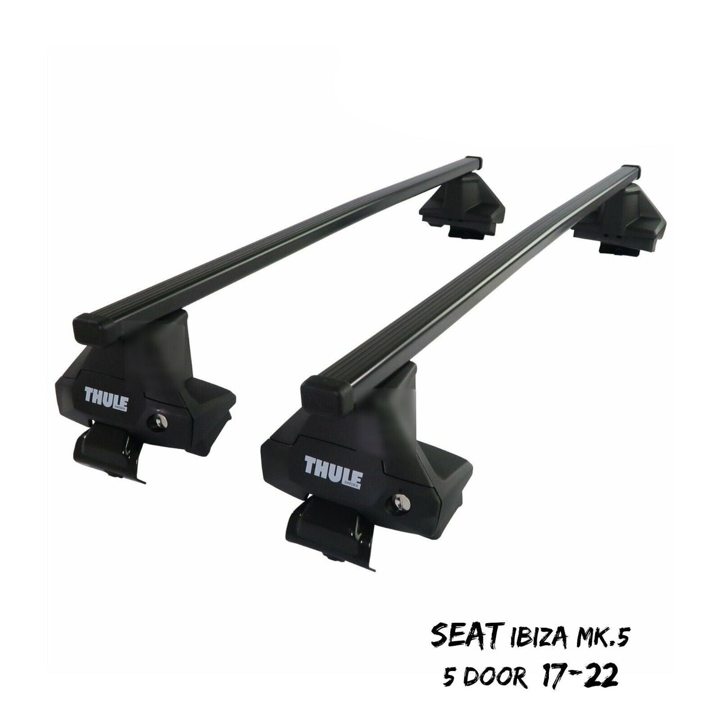 Thule Steel SquareBar Evo Roof Bars Set to fit Seat Ibiza Mk.5 5 Door 17-22 Pair