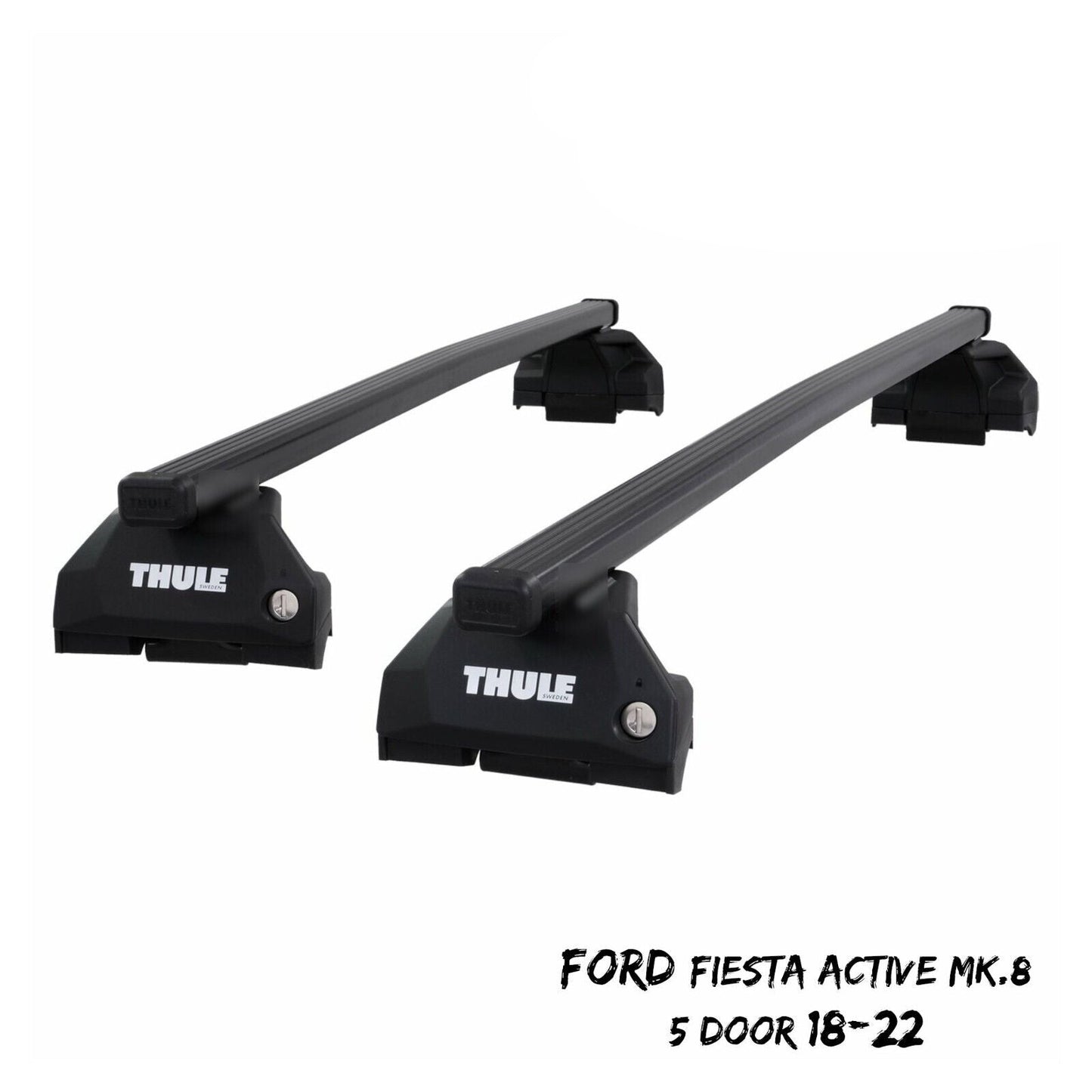 Thule Steel SquareBar Evo Roof Bars Ford Fiesta Active Mk.8 5 Door 18-22 Rails