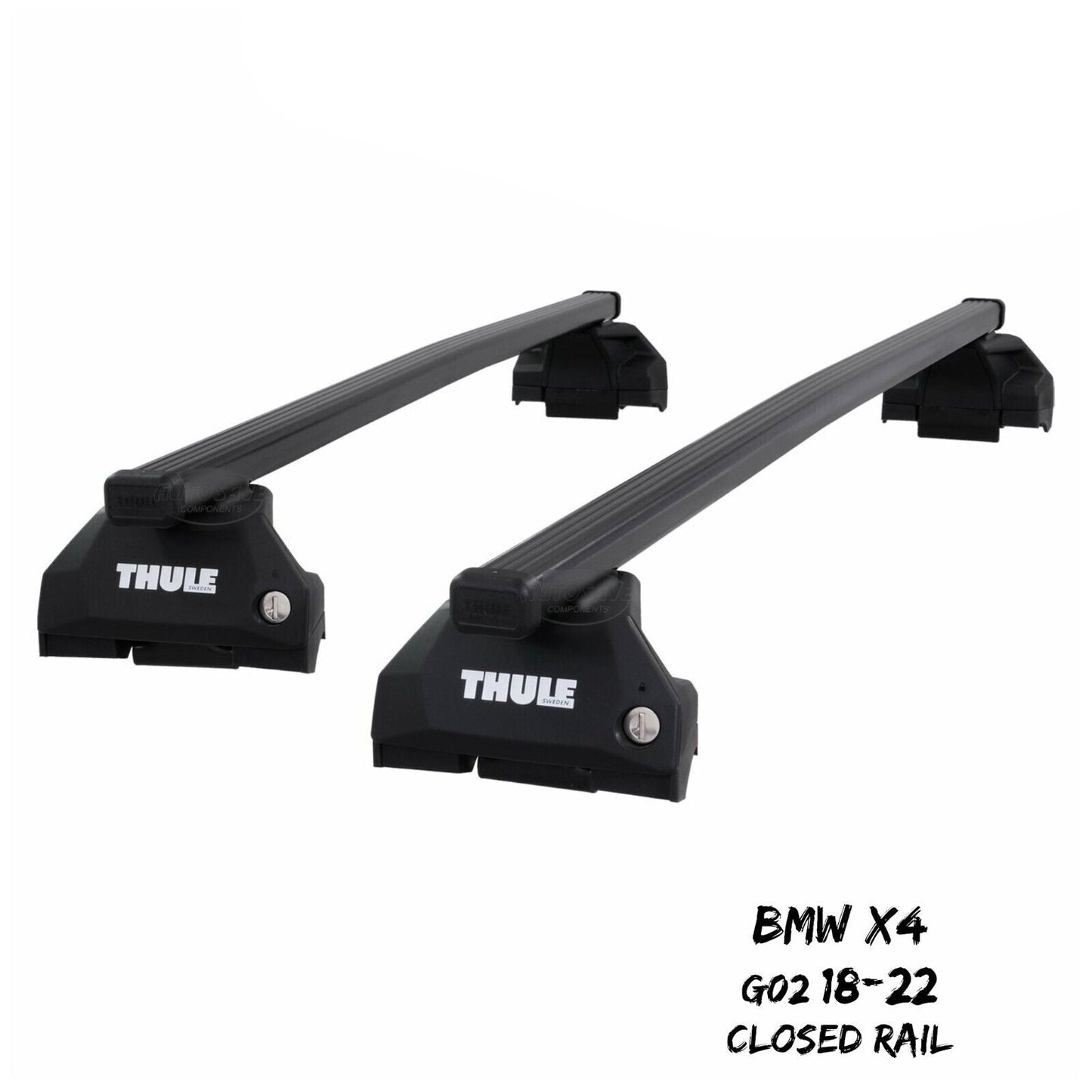 Thule Steel SquareBar Evo Roof Bars Set to fit BMW X4 G02 18-22 Closed Rail Rack